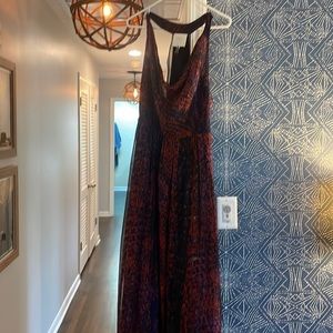 Long dress from Anthropologie; mixed print